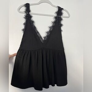 Urban Outfitters Black Textured Lace Top